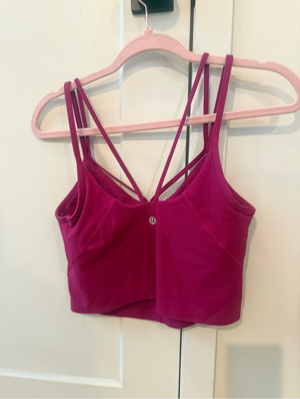 Dark Pink Ribbed Strappy Lulu Align Top